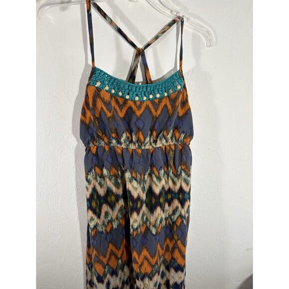Mossimo Boho Long Strap Sun Dress Crochet small Flowy Black Blue Orange Teal - Picture 1 of 9